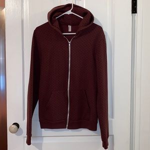 American Apparel Unisex Flex Fleece Zip Hoodie Cranberry Small